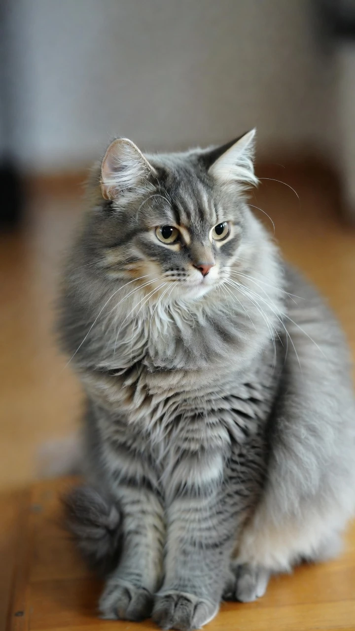 Chat Gris Duvet Regard Attentif Mobile