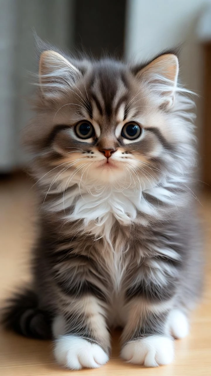 Chaton Duvet Gris Blanc Regard Mobile