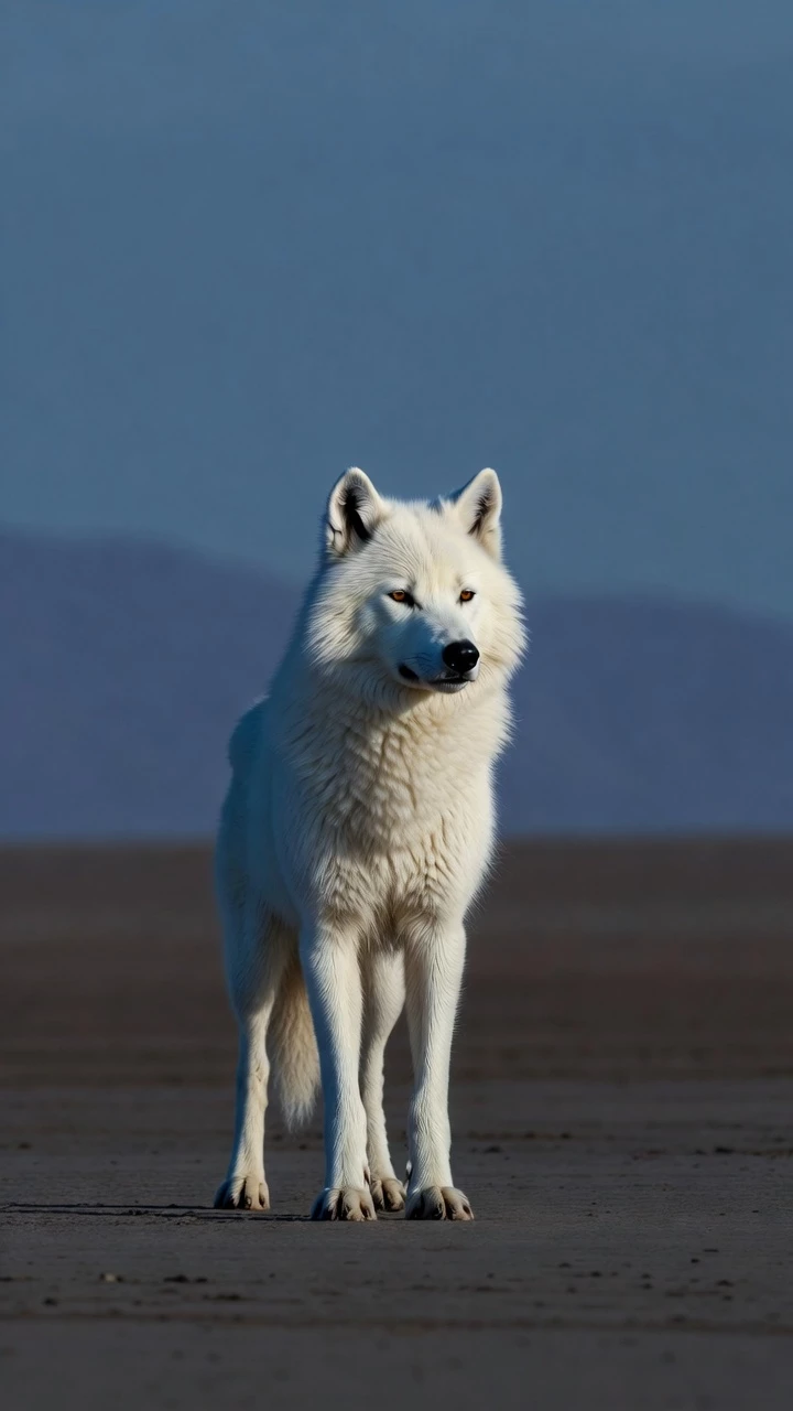 Un Loup Blanc Dans Un Vaste Environnement Ouvert