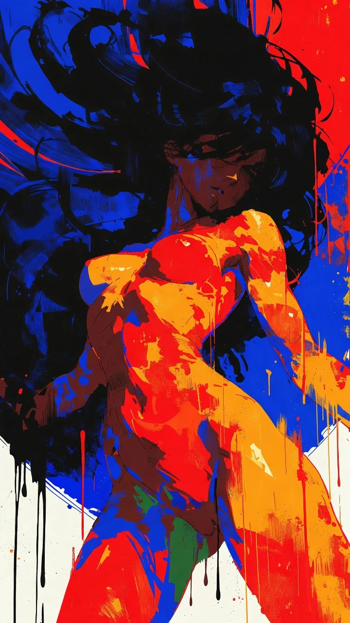 A Digital Art Illustration Saturated Aesthetic Featuring A Central Subject