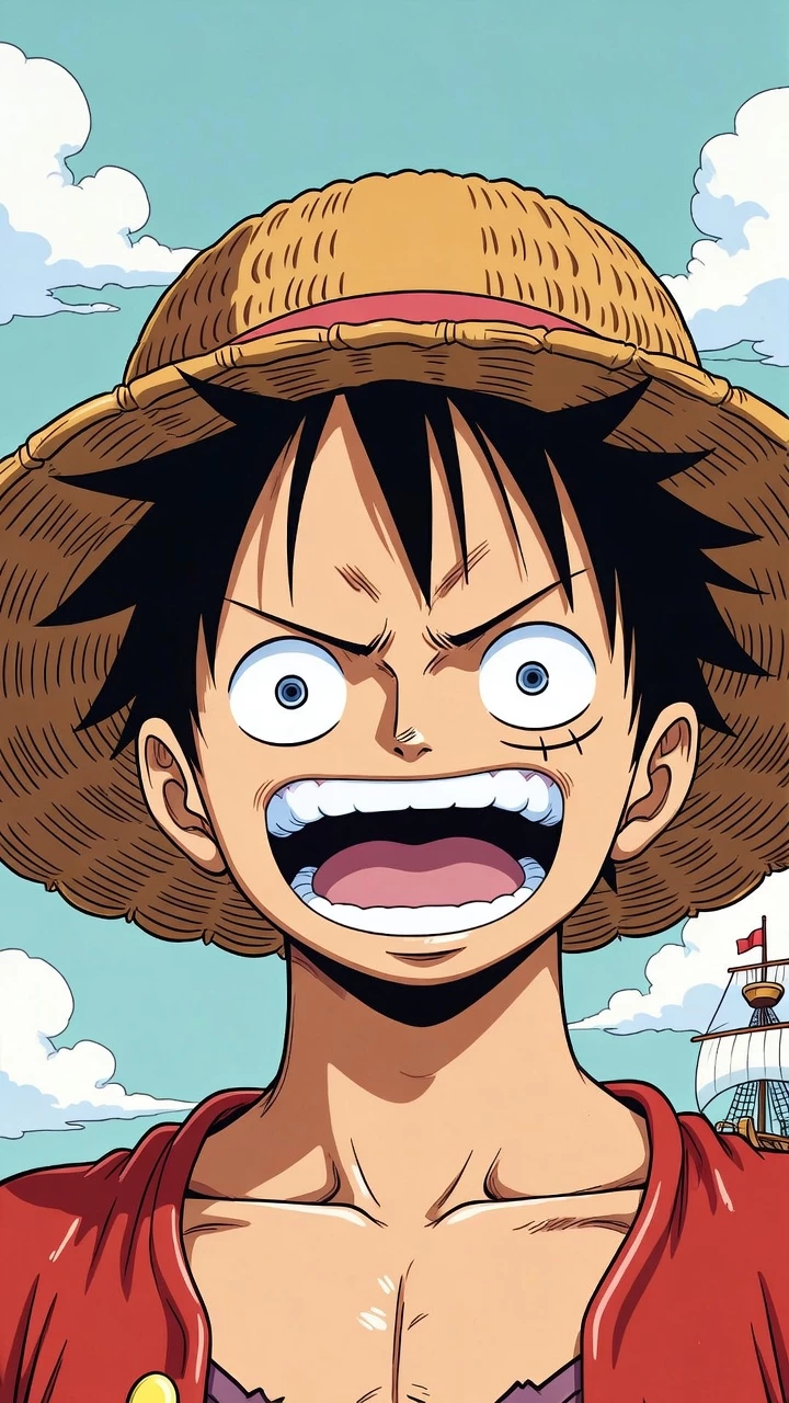 Anime Personnage Onepiece Chapeau Paille Sourire Mobile
