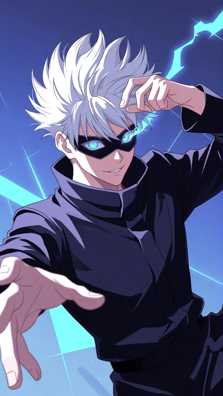 Gojo Satoru Cheveux Blancs Eclairs Mobile