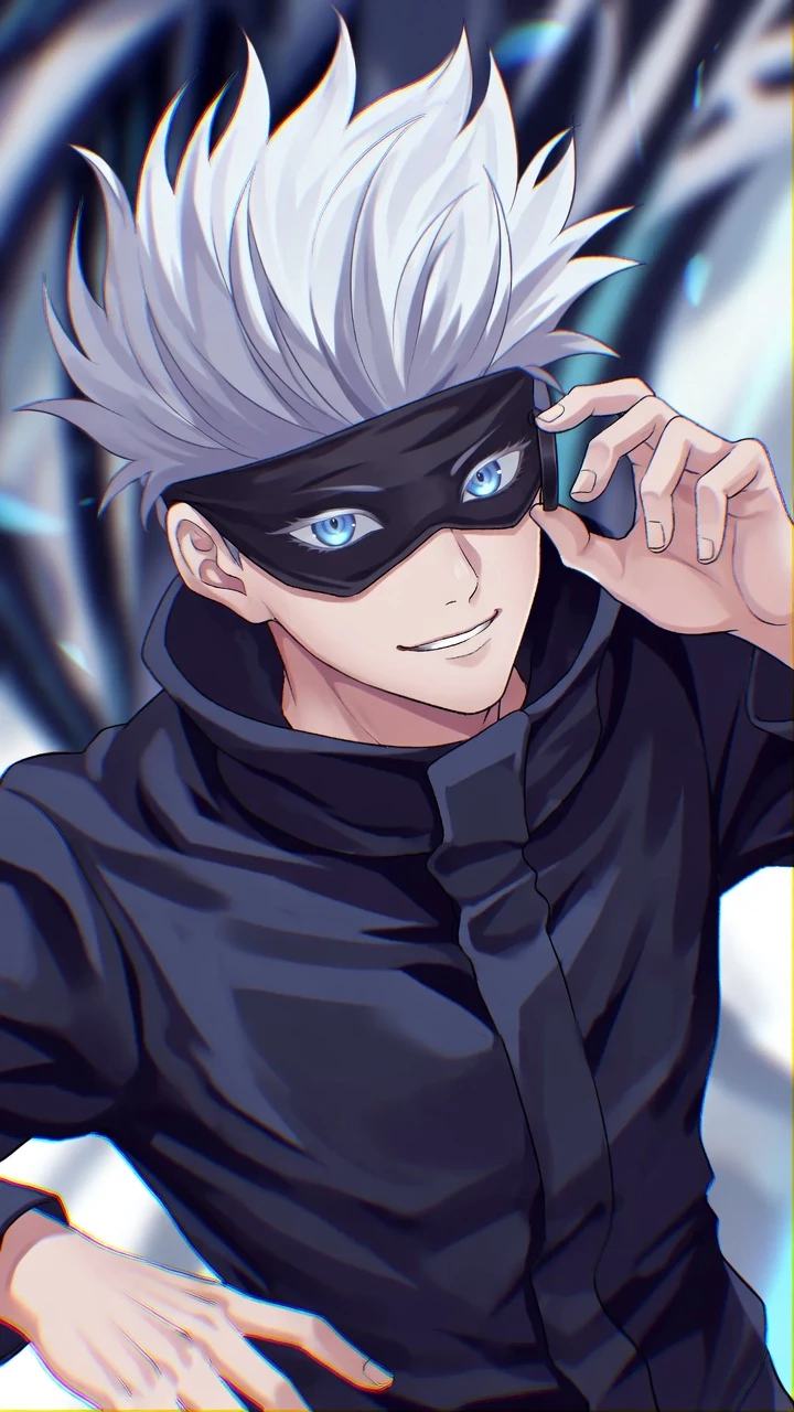 Gojo Satoru Masque Cheveux Blancs Mobile