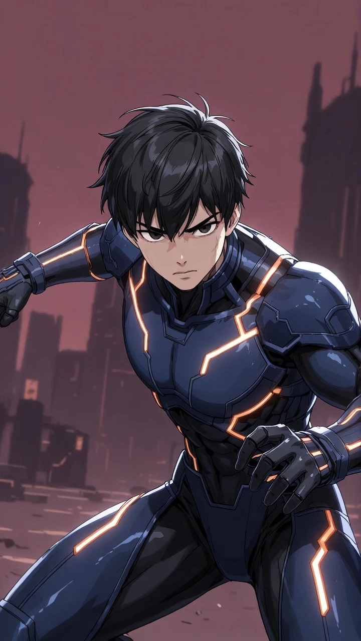 Solo Leveling Combattant Armure Futuriste Urbain Mobile