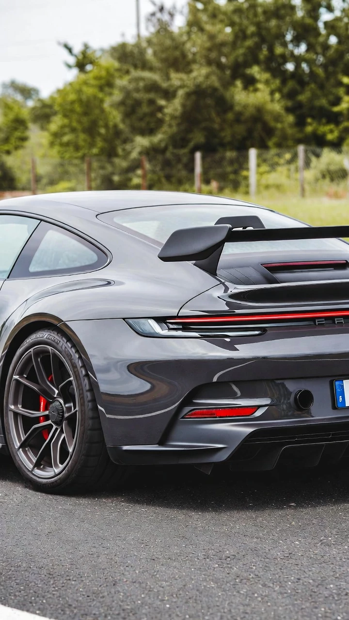 Porsche 911 Gt3 Voiture Sport Grise Aileron Route Mobile