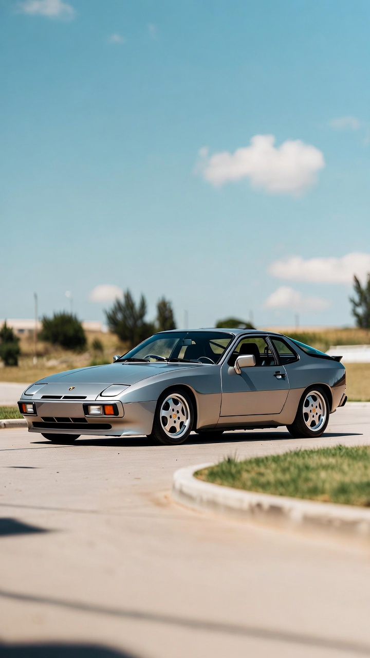 Porsche 924 Grise Rond Point