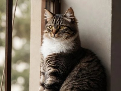 Chat Tigre Fenetre Lumiere Naturelle Mobile