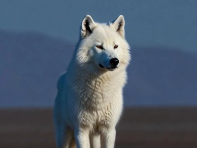 Un Loup Blanc Dans Un Vaste Environnement Ouvert