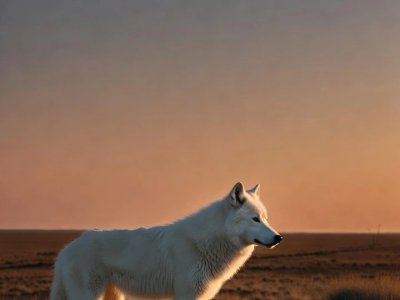 Un Loup Blanc Dans Un Vaste Environnement