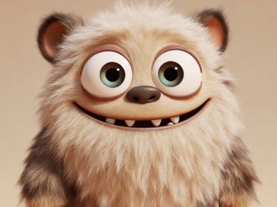 A Pixar Style Animated Monster With A Cute Fluffy Appearance In A Whimsical