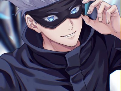 Gojo Satoru Masque Cheveux Blancs Mobile