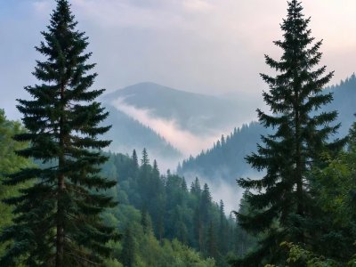 Une Photographie D Une Foret Dense Avec De Grands Arbres A Feuillage Persistant