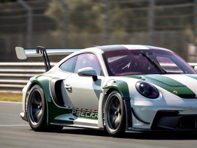 Porsche 911 Gt3 Voiture Course Verte Blanche Circuit Vitesse Mobile