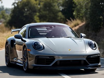 Porsche 911 Voiture Sport Grise Route Arbres Mobile