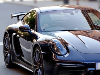 Porsche 911 Voiture Sport Noire Rue Urbaine Mobile